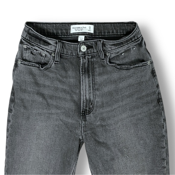 Abercrombie & Fitch Ankle Straight Ultra High Rise Jeans Sz 25 Curve Love Gray - Picture 3 of 13